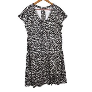 Tommy Bahama Women's Short Sleeve Midi Dress Sz L A-line Stretch Comfort Resort